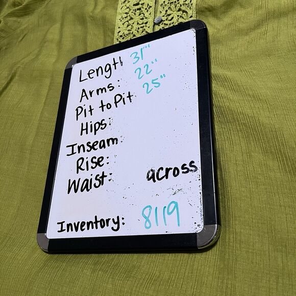 Ali Miles Green Sheer Popover Boho Peasant Top Long Sleeves Womens Size 1X - Picture 11 of 11